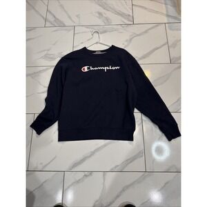 Champion Blue Crewneck Sweatshirt Big Logo Athleticwear Size L